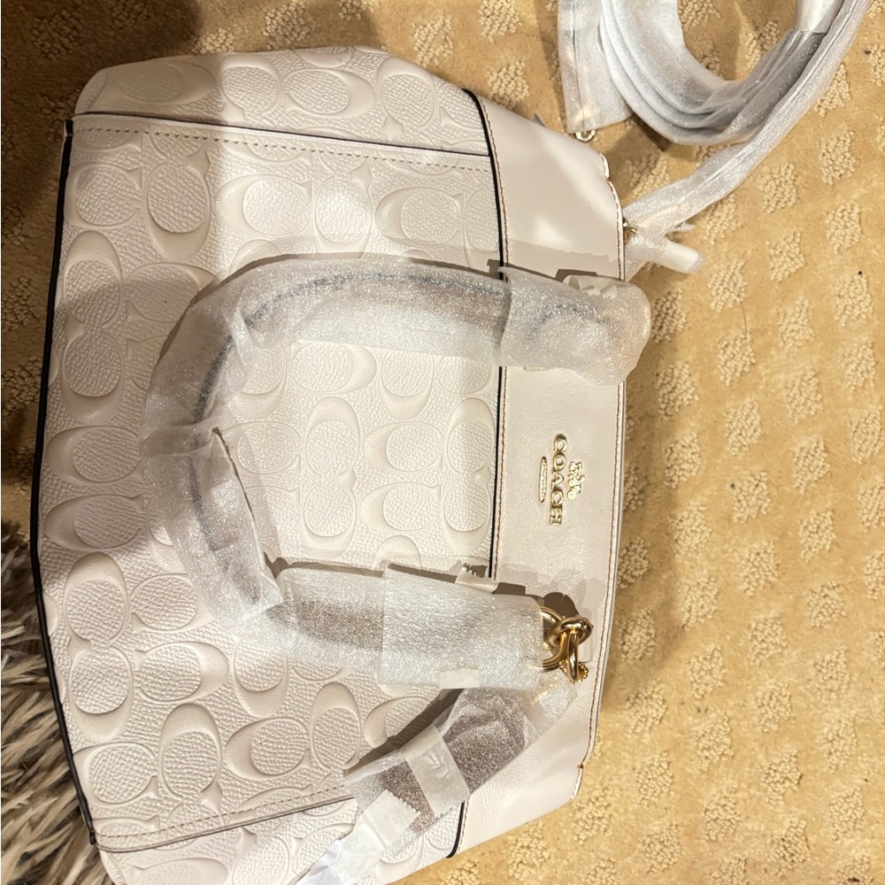 Coach White Embossed Satchel
